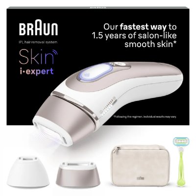BRAUN Epilateur &agrave; Lumi&egrave;re Puls&eacute;e  SKIN I-EXPERT PL7147 Blanc et Bronze
