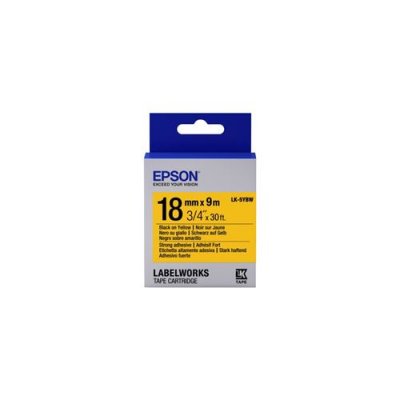 EPSON  LK-5YBW - Adh&eacute;sif Fort - Noir sur Jaune - 18mmx9m