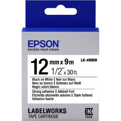 EPSON  Ruban LK4WBW - Noir sur blanc  - 12mm