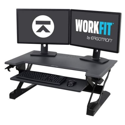 Ergotron Poste de travail assis-debout de bureau Pied pour moniteur-clavier noir support de table