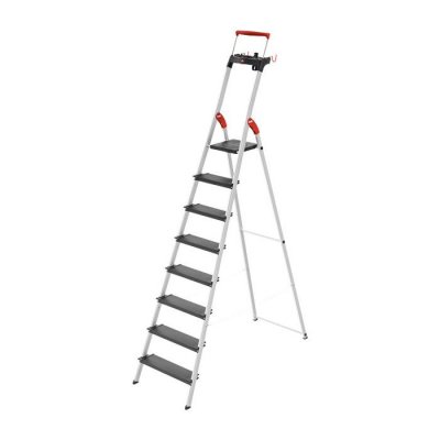 HAILO Escabeau de s&eacute;curit&eacute; pliable en aluminium 8 marches larges  L100