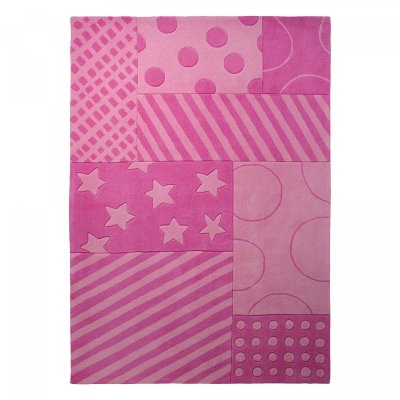 ESPRIT  - Tapis enfant fait main 70x140 rose rectangle statripe
