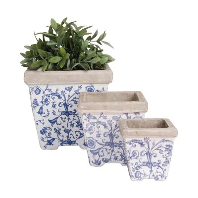 ESSCHERT DESIGN  - Pots en c&eacute;ramique patin&eacute; (Lot de 3)