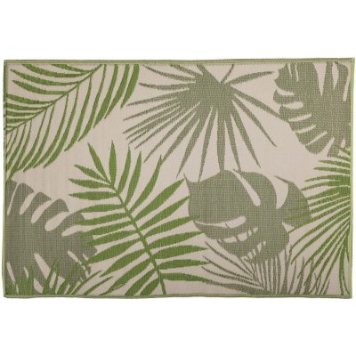 ESSCHERT DESIGN  Tapis d'ext&eacute;rieur 241x152 cm Feuilles de jungle OC22