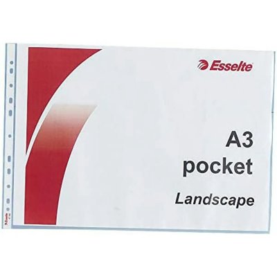 ESSELTE  Sachet De 10 Pochettes Perfor&eacute;es A3 Paysage Transparent 85 Mic