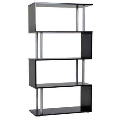 Etag&egrave;re biblioth&egrave;que de rangement 4 niveaux noir