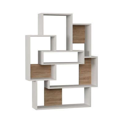 Etag&egrave;re biblioth&egrave;que design bois Barce - 101 x 22 x 132 - Blanc