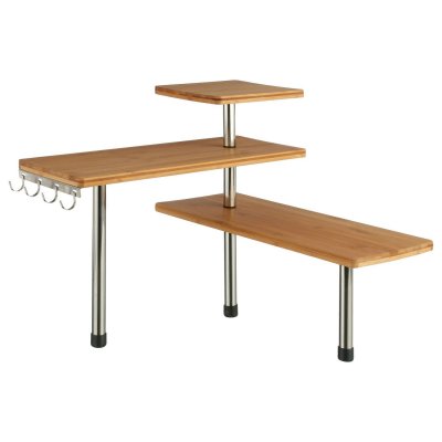 Etag&egrave;re d'angle de cuisine en bambou - 43 x 39 cm - Beige