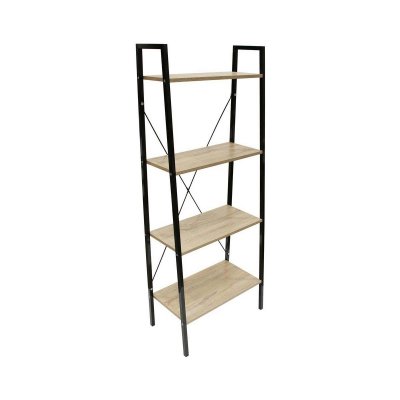 Etag&egrave;re en m&eacute;lamine et m&eacute;tal - L.60 x H.148 cm - Noir