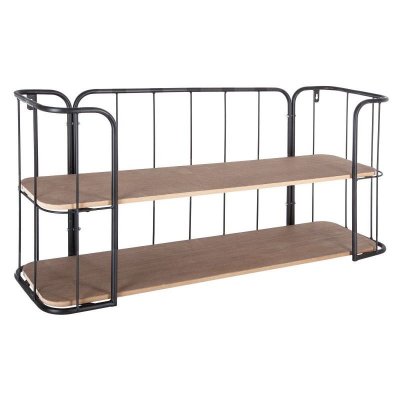 Etag&egrave;re murale Jordi - 75 x 20 x 36 cm - Acier et bois - Noir