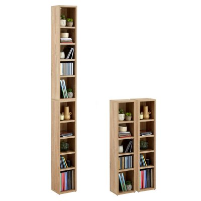 Etag&egrave;res modulables MUSIQUE pour CD et DVD, en m&eacute;lamin&eacute; d&eacute;cor ch&ecirc;ne sonoma