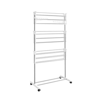 JE CHERCHE UNE IDEE Etendoir &agrave; linge en m&eacute;tal ""3 &eacute;tages"" 165cm blanc