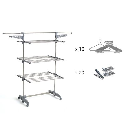 KITCHEN MOVE Etendoir &agrave; linge et accessoires EXTRA Gris Acier 25m