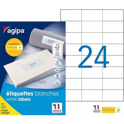 AGPA Etiquettes blanches multi-usages 70x37