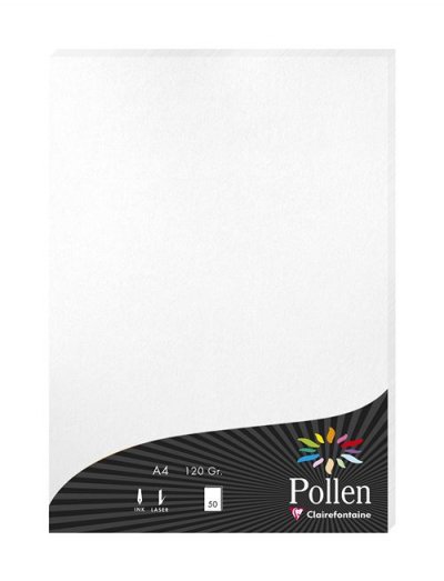 POLLEN BY CLAIREFONTAINE Etui de 50 feuilles A4 Pollen Blanc iris&eacute;