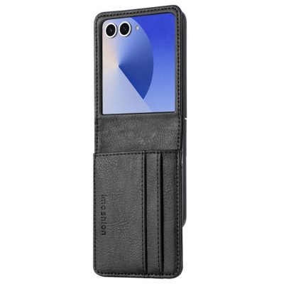 IMOSHION Etui de t&eacute;lephone portefeuille Luxe pour Samsung Galaxy Z Flip 7 - Noir
