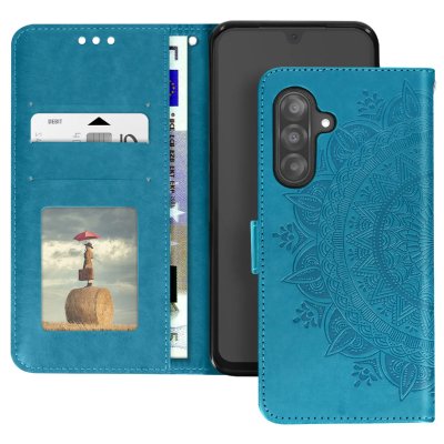 AVIZAR Etui Fleurs Mandala pour Samsung Galaxy A26 Portefeuille Dragonne Bleu