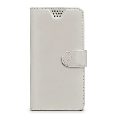 CELLY Etui folio -  - WALLYUNIMWH - &Eacute;co cuir - Fermeture magn&eacute;tique - Smartphone 3,5-4,5 Blanc