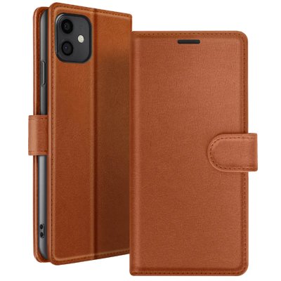 ZANAE Etui Portefeuille pour iPhone 11 Support et Languette Magn&eacute;tique Zana&eacute; Marron