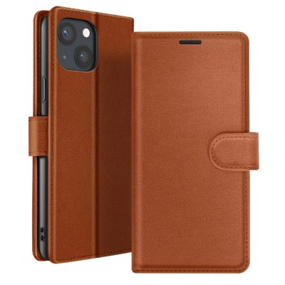 ZANAE Etui Portefeuille pour iPhone 13 Mini Support et Languette Magn&eacute;tique Zana&eacute; Marron
