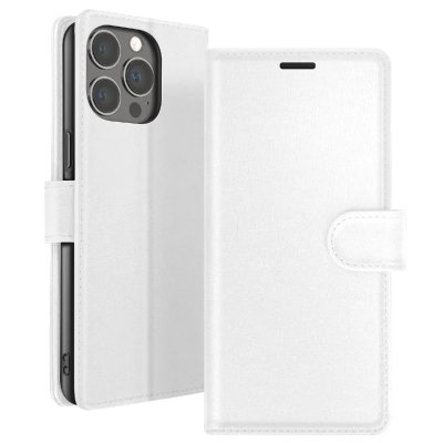 ZANAE Etui Portefeuille pour iPhone 13 Pro Max Support et Languette Magn&eacute;tique Zana&eacute; Blanc