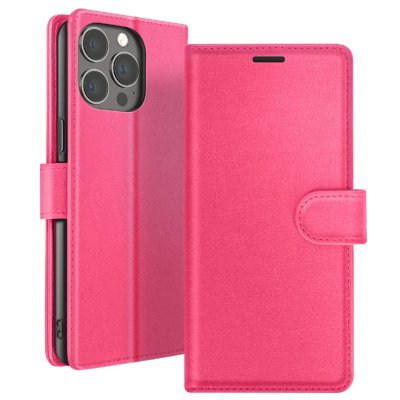 ZANAE Etui Portefeuille pour iPhone 13 Pro Support et Languette Magn&eacute;tique Zana&eacute; Fuchsia