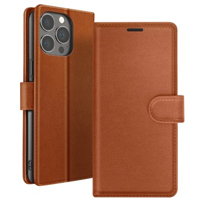 ZANAE Etui Portefeuille pour iPhone 13 Pro Support et Languette Magn&eacute;tique Zana&eacute; Marron