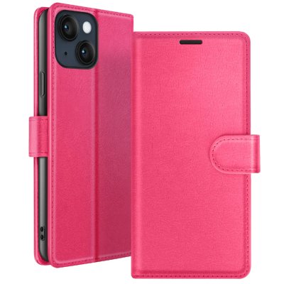 ZANAE Etui Portefeuille pour iPhone 14 Plus Support et Languette Magn&eacute;tique Zana&eacute; Fuchsia