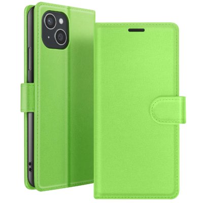 ZANAE Etui Portefeuille pour iPhone 15 Plus Support et Languette Zana&eacute; Vert
