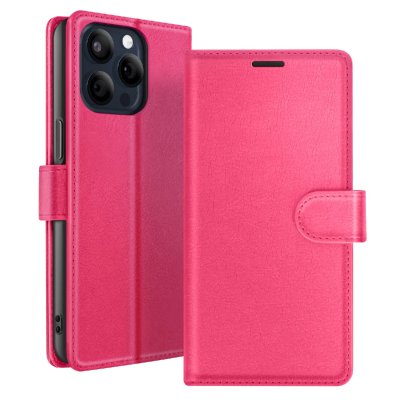 ZANAE Etui Portefeuille pour iPhone 15 Pro Fonction Support et Languette Magn&eacute;tique Zana&eacute; Fuchsia