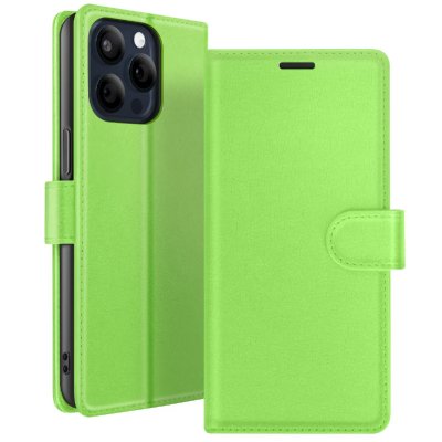 ZANAE Etui Portefeuille pour iPhone 15 Pro Max avec Support et Languette Magn&eacute;tique Zana&eacute; Vert