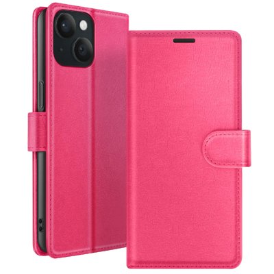 ZANAE Etui Portefeuille pour iPhone 15 Support et Languette Magn&eacute;tique Zana&eacute; Fuchsia