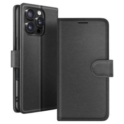 ZANAE Etui Portefeuille pour iPhone 16 Pro Max avec Support et Languette Magn&eacute;tique Zana&eacute; Noir