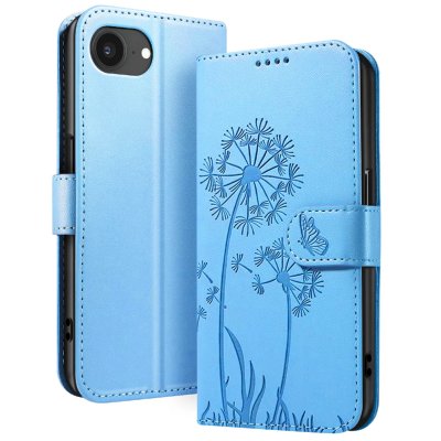 ZANAE Etui Portefeuille pour iPhone 16e Premium Design Fleurs Papillon Zana&eacute; Bleu clair
