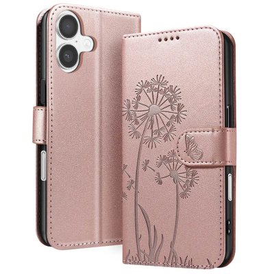 ZANAE Etui Portefeuille pour iPhone 17 Premium Design Fleurs Papillon Zana&eacute; Rose champagne