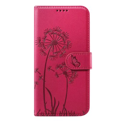 GENERIQUE Etui Portefeuille pour iPhone 17e Premium Design Fleurs Papillon Zana&eacute; Rouge