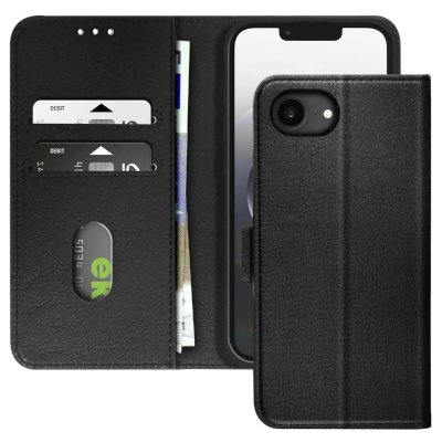 AVIZAR Etui Portefeuille pour iPhone 17e S&eacute;rie Chesterfield Grain&eacute; Fonction Stand Noir