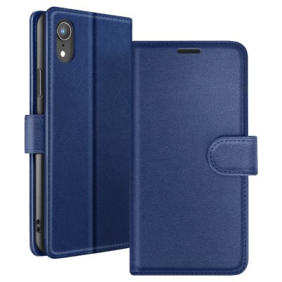 ZANAE Etui Portefeuille pour iPhone XR avec Fonction Support et Languette Magn&eacute;tique Zana&eacute; Bleu nuit