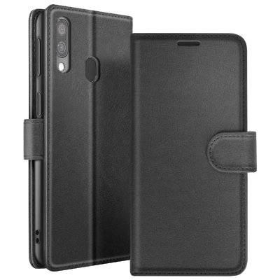 ZANAE Etui Portefeuille pour Samsung A40 Support et Languette Magn&eacute;tique Zana&eacute; Noir