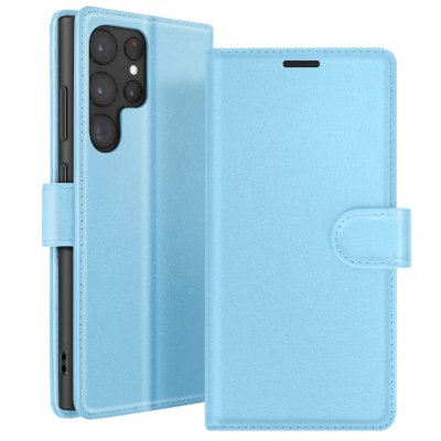 ZANAE Etui Portefeuille pour Samsung Galaxy S22 Ultra Support et Languette Zana&eacute; Bleu