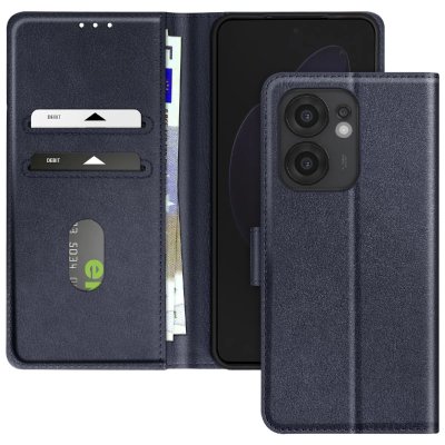 AVIZAR Etui pour Oppo Reno 13 F / 13 FS Clapet Portefeuille et Support Vid&eacute;o Bleu nuit