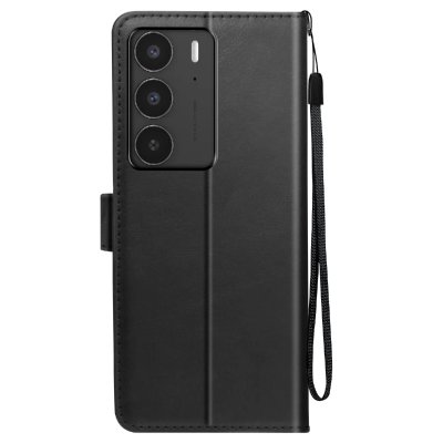 AVIZAR Etui pour Realme C75 et 14x Dragonne Clapet Support Portefeuille Noir