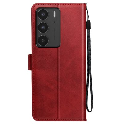 AVIZAR Etui pour Realme C75 et 14x Dragonne Clapet Support Portefeuille Rouge