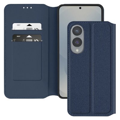 AVIZAR Etui pour Samsung S25 Edge Clapet Porte-Cartes et Support Vid&eacute;o Bleu Nuit