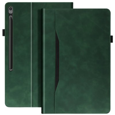 AVIZAR Etui pour Samsung Tab S10 FE Plus Clapet Portefeuille Support Vid&eacute;o Vert Fonc&eacute;