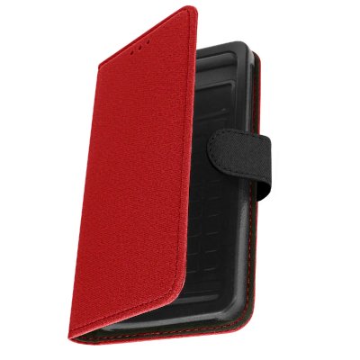 AVIZAR Etui pour Smartphone 531 &agrave; 58 Pouces Tissu Denim Portefeuille Coulissant rouge