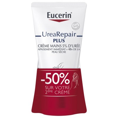 EUCERIN UreaRepair Plus - Cr&egrave;me mains 5% d'ur&eacute;e Lot de 2x75ml
