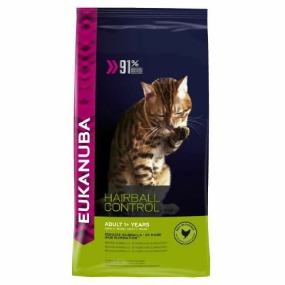EUKANUBA  Adult Hairball Control au poulet pour chat 2 x 2 kg