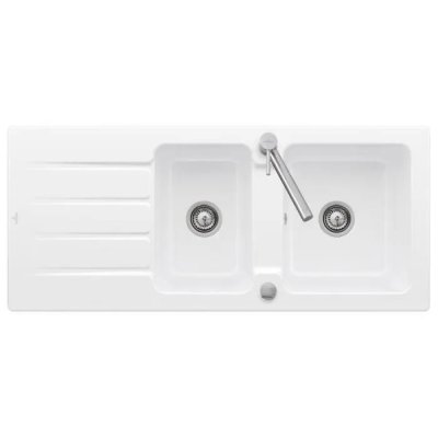 VILLEROY & BOCH Evier 1 bac et demi Architectura 80, blanc, Sans vidage automatique