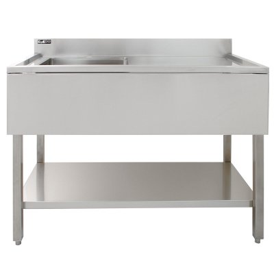 Evier Commercial en Inox &agrave; 1 Cuve 120 x 60 cm - Egouttoir &agrave; Droite